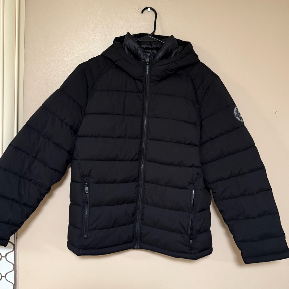 Men's Classic Black Puffer Jacket with Hood